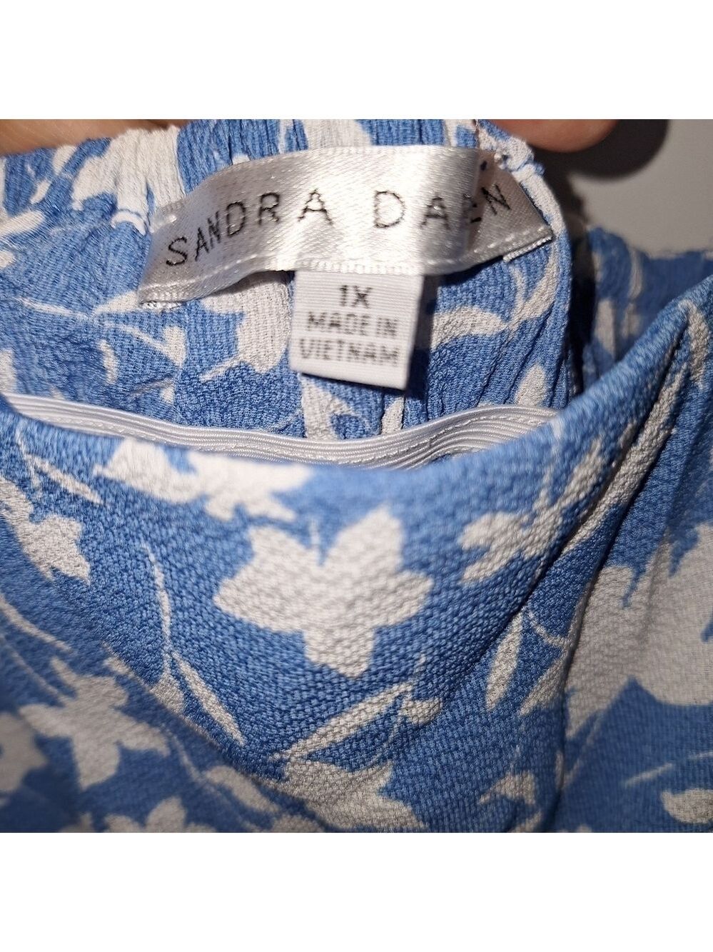 Sandra Darren Blue White Sun Dress Size 1X - Picture 9 of 10